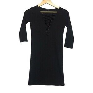 Black tight‎ dress with front cross design size small